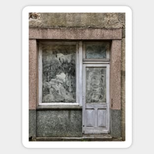 Whitewashed Windows In An Old Shop In France Sticker